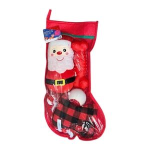 Vibrant Life 5 Pc Dog Toy Red Stocking Holiday Christmas Gift Set Chew Level 2